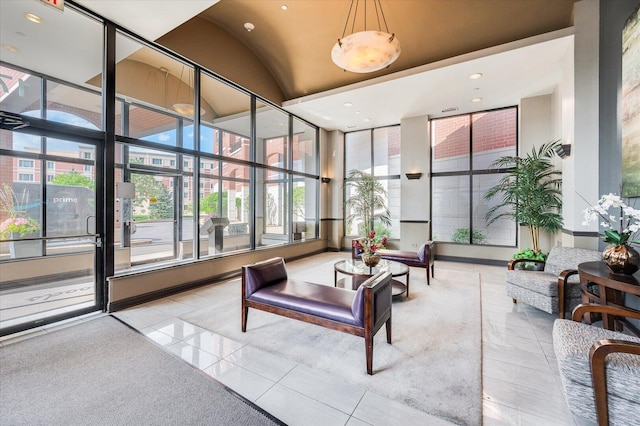1700 Riverwoods Dr Unit 520, Melrose Park, IL 60160 - building lobby with vaulted ceiling and recessed lighting