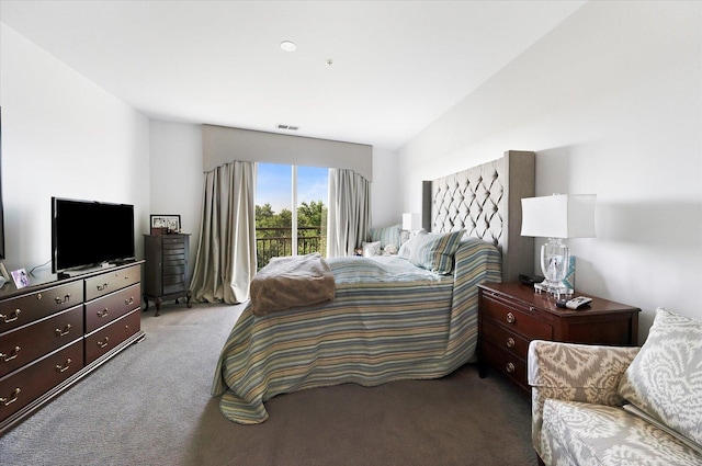 1700 Riverwoods Dr Unit 520, Melrose Park, IL 60160 - carpeted bedroom featuring vaulted ceiling and access to outside