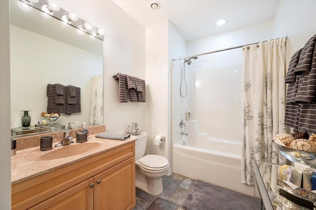 1700 Riverwoods Dr Unit 520, Melrose Park, IL 60160 - full bath with vanity, shower / bath combination with curtain, and stone finish flooring