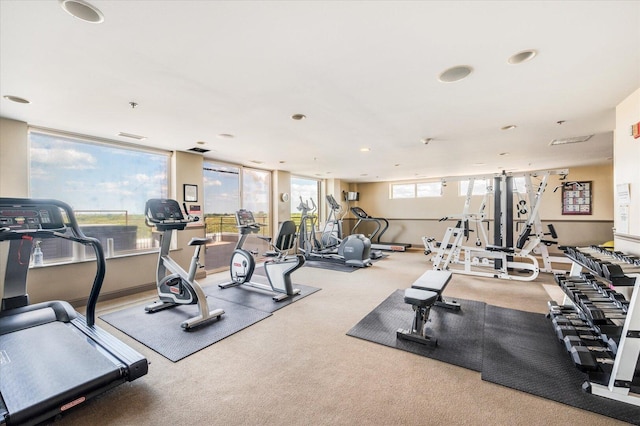 1700 Riverwoods Dr Unit 520, Melrose Park, IL 60160 - exercise room with recessed lighting and carpet floors