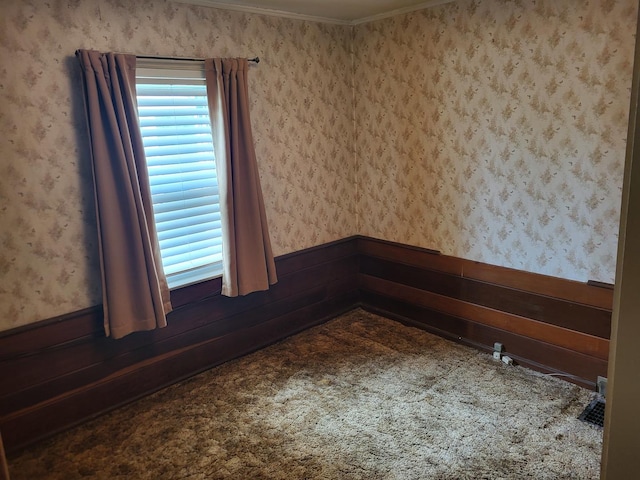 3021 N Prater Ave, Melrose Park, IL 60164 - unfurnished room featuring carpet flooring, wallpapered walls, and ornamental molding