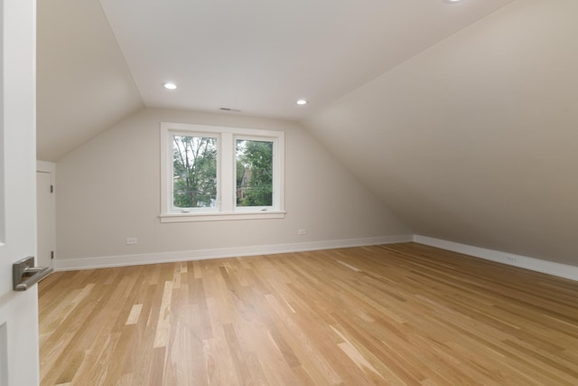 5309 Crain St, Skokie, IL 60077 - bonus room with lofted ceiling, light wood-type flooring, and recessed lighting