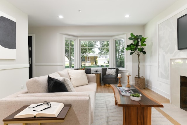 5309 Crain St, Skokie, IL 60077 - living room with wood finished floors and recessed lighting