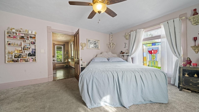 123 E 3rd St, Byron, IL 61010 - bedroom featuring carpet floors, a ceiling fan, and access to outside