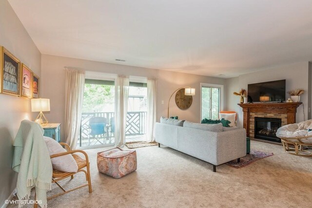 1441 Haverhill Dr Unit B, Wheaton, IL 60189 - carpeted living room featuring a fireplace