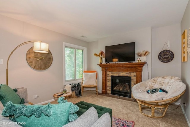 1441 Haverhill Dr Unit B, Wheaton, IL 60189 - carpeted living room with a fireplace and baseboards