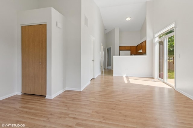 2715 Hoffman St, Plano, IL 60545 - unfurnished room with high vaulted ceiling and light wood finished floors