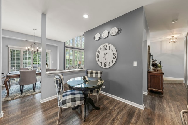2406 Georgetown Cir, Aurora, IL 60503 - dining space featuring a chandelier, wood finished floors, and recessed lighting