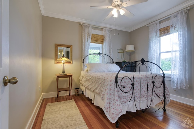 275 N Main St, Crystal Lake, IL 60014 - bedroom featuring ornamental molding, wood finished floors, and ceiling fan
