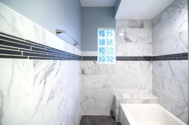 1033 S Main Dr, Lombard, IL 60148 - full bath featuring a bathtub, a shower, and tile walls