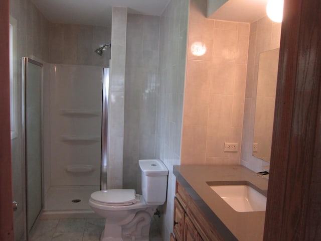 15831 Trumbull Ave, Markham, IL 60428 - full bathroom with walk in shower, vanity, and tile walls