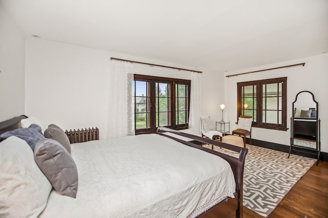 519 N Elmwood Ave, Oak Park, IL 60302 - bedroom featuring wood finished floors, multiple windows, and radiator heating unit