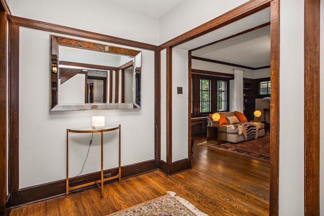 519 N Elmwood Ave, Oak Park, IL 60302 - hall featuring wood finished floors and crown molding