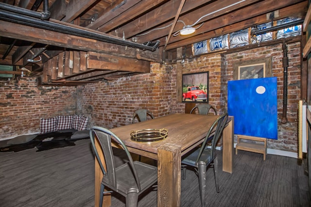 519 N Elmwood Ave, Oak Park, IL 60302 - dining area featuring brick wall