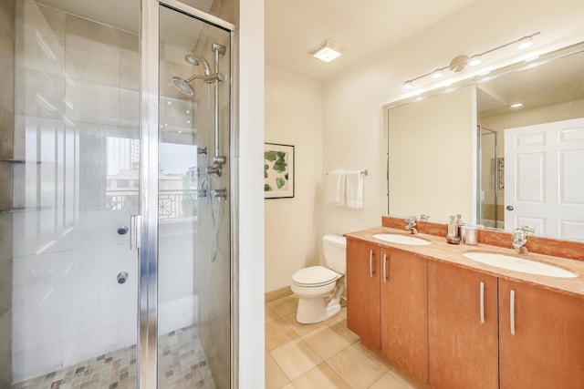 1600 S Wabash Ave Unit 4E, Chicago, IL 60616 - full bath featuring double vanity, tile patterned floors, and a stall shower