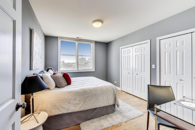 1600 S Wabash Ave Unit 4E, Chicago, IL 60616 - bedroom with multiple closets and light wood-style flooring