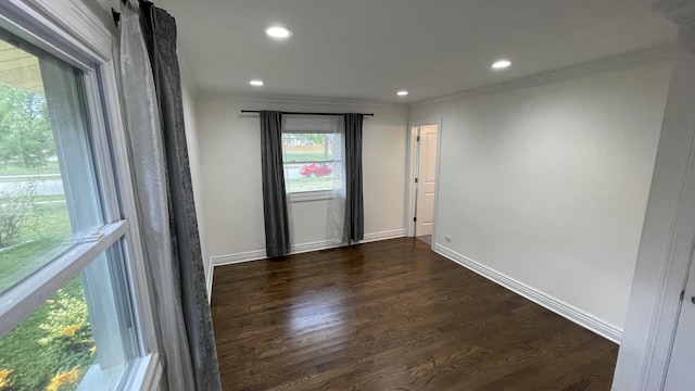 513 Laurel St, Elk Grove Village, IL 60007 - unfurnished room with ornamental molding, dark wood-style flooring, and recessed lighting