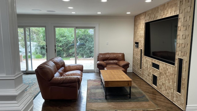 513 Laurel St, Elk Grove Village, IL 60007 - living room featuring recessed lighting, a fireplace, and crown molding