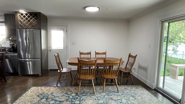 513 Laurel St, Elk Grove Village, IL 60007 - dining room with dark wood finished floors and ornamental molding