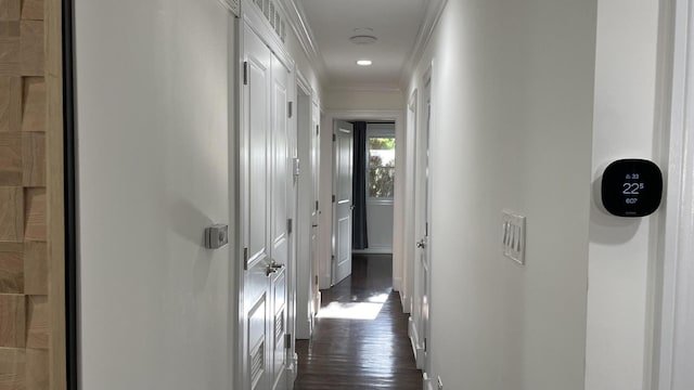 513 Laurel St, Elk Grove Village, IL 60007 - corridor with dark wood-style flooring and ornamental molding