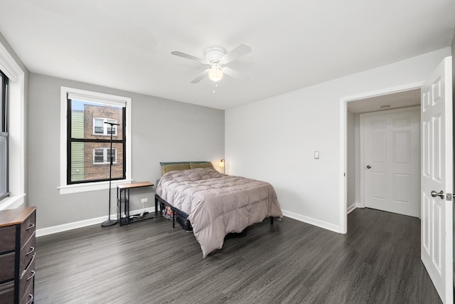 7409 N Seeley Ave Unit 2B, Chicago, IL 60645 - bedroom with dark wood-style floors and a ceiling fan