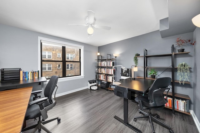 7409 N Seeley Ave Unit 2B, Chicago, IL 60645 - office with wood finished floors and ceiling fan