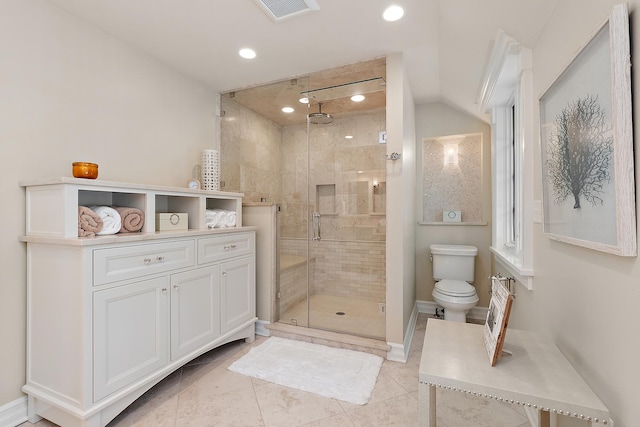 15606 W Sweedler Rd, Manhattan, IL 60442 - bathroom featuring a shower stall, recessed lighting, and tile patterned flooring