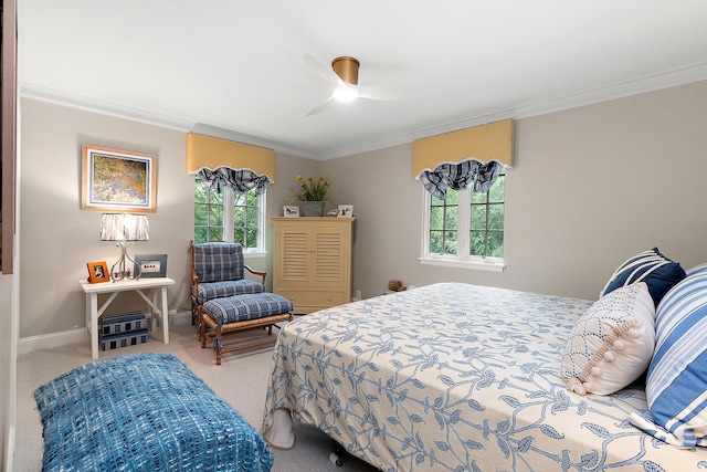 15606 W Sweedler Rd, Manhattan, IL 60442 - bedroom with crown molding, carpet floors, multiple windows, and a ceiling fan
