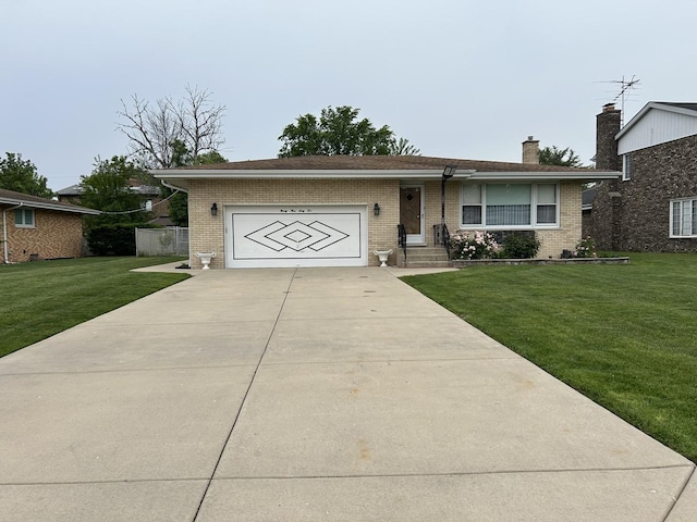 9362 Clancy Dr, Des Plaines, IL 60016 - single story home with driveway, brick siding, a garage, and a front lawn