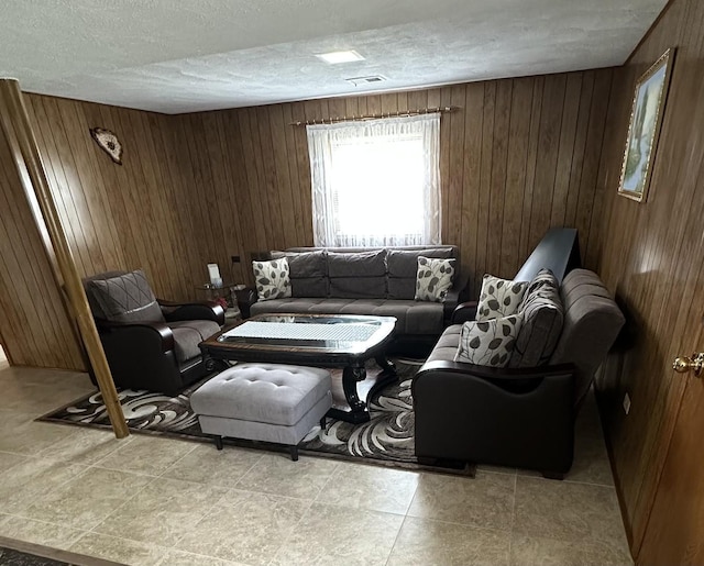 9362 Clancy Dr, Des Plaines, IL 60016 - living room with wooden walls and a textured ceiling