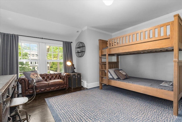 330 Abbotsford Rd, Kenilworth, IL 60043 - bedroom with lofted ceiling, ornamental molding, and dark wood finished floors