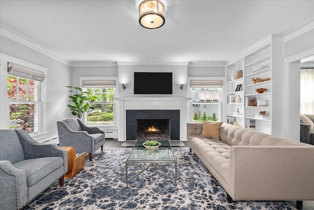 330 Abbotsford Rd, Kenilworth, IL 60043 - living room featuring a fireplace, ornamental molding, and wood finished floors
