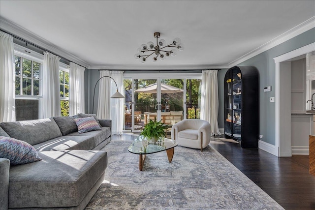 330 Abbotsford Rd, Kenilworth, IL 60043 - living area featuring wood finished floors, crown molding, a chandelier, and french doors