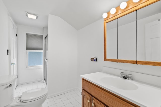 338 N Benton St, Palatine, IL 60067 - full bath featuring vanity, an enclosed shower, and tile patterned flooring
