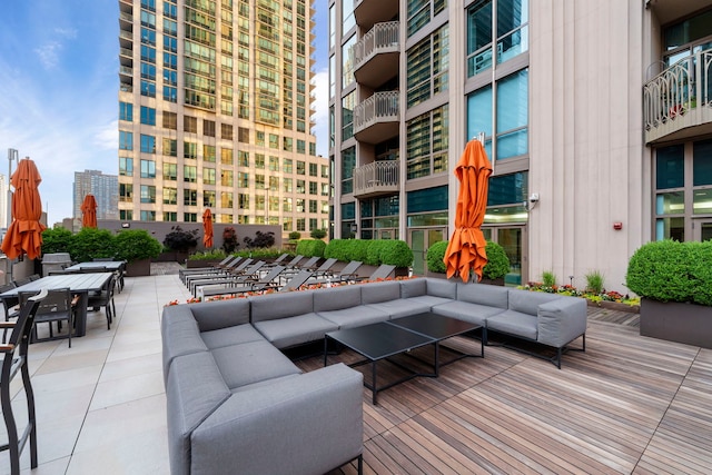 21 E Huron St Unit 3704, Chicago, IL 60611 - view of patio / terrace featuring an outdoor hangout area and a view of city
