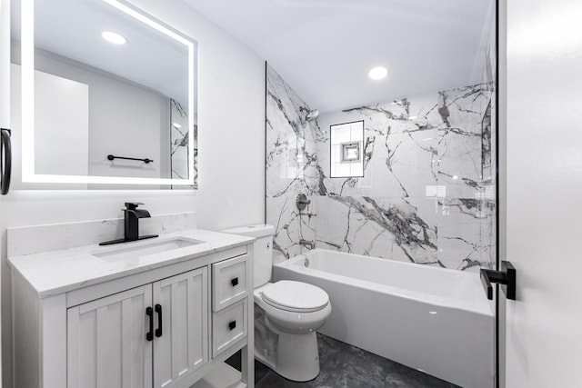 10940 S Trumbull Ave, Chicago, IL 60655 - bathroom featuring vanity, shower / tub combination, and recessed lighting