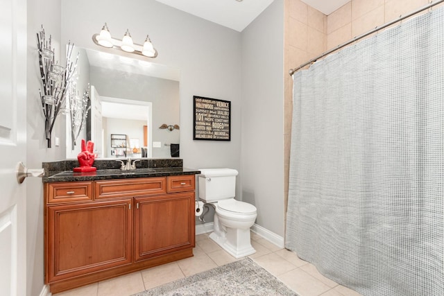 140 S River St Unit 307, Aurora, IL 60506 - bathroom with vanity, tile patterned flooring, and a shower with shower curtain