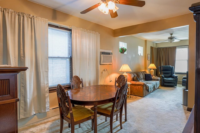 4751 S Hamlin Ave, Chicago, IL 60632 - dining area with a ceiling fan, light colored carpet, and healthy amount of natural light
