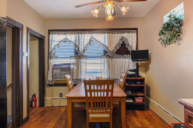 4751 S Hamlin Ave, Chicago, IL 60632 - dining room with a baseboard radiator, ceiling fan, plenty of natural light, and wood finished floors