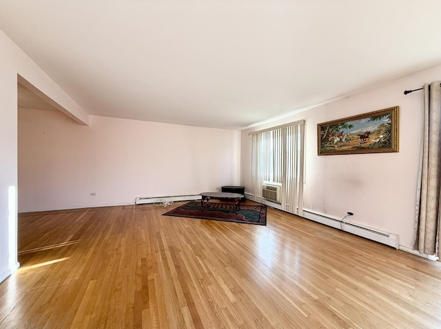 8928 Stevens Dr Unit 1A, Des Plaines, IL 60016 - unfurnished living room featuring light wood-style floors, a baseboard heating unit, and cooling unit