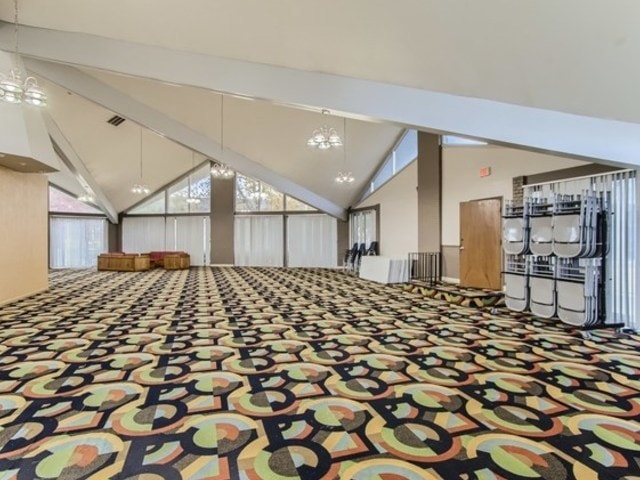 8928 Stevens Dr Unit 1A, Des Plaines, IL 60016 - lobby with high vaulted ceiling and beamed ceiling