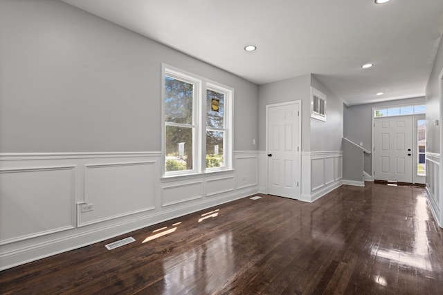 15355 7th Ave, Phoenix, IL 60426 - entrance foyer featuring hardwood / wood-style floors, recessed lighting, wainscoting, and a decorative wall