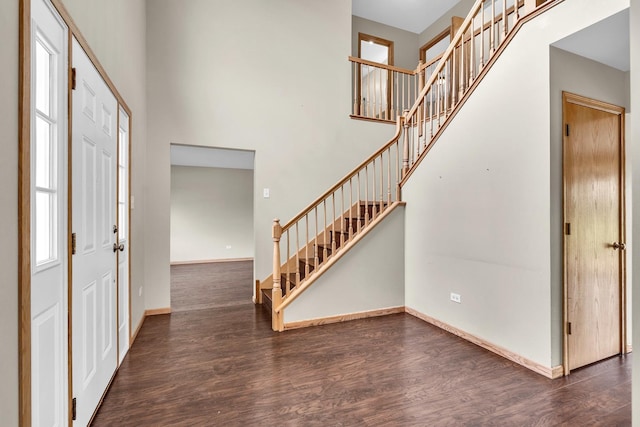 3505 Indian Head Ln, Joliet, IL 60435 - entryway featuring wood finished floors, stairway, and a towering ceiling