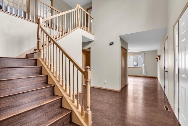 3505 Indian Head Ln, Joliet, IL 60435 - stairway with a high ceiling and wood finished floors
