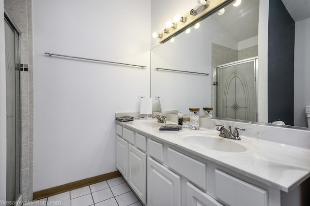 20739 N Weiland Rd, Prairie View, IL 60069 - full bath with double vanity, tile patterned flooring, and a tile shower