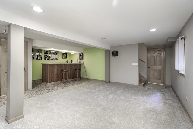 20739 N Weiland Rd, Prairie View, IL 60069 - indoor bar with carpet flooring, stairway, and recessed lighting