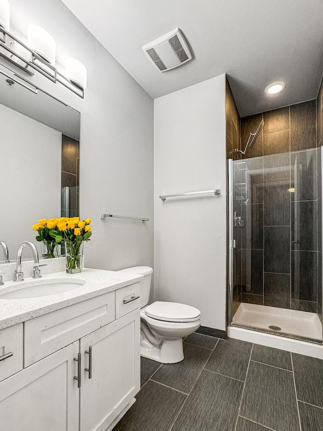 1550 S Blue Island Ave Unit 1125, Chicago, IL 60608 - bathroom featuring vanity, a stall shower, and recessed lighting