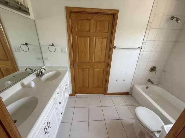 1136 Park Pl, Bellwood, IL 60104 - bathroom with double vanity, tile patterned floors, and  shower combination