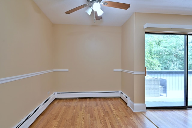1813 Hemlock Pl Unit 306, Schaumburg, IL 60173 - spare room featuring a baseboard heating unit, light wood-style flooring, and ceiling fan