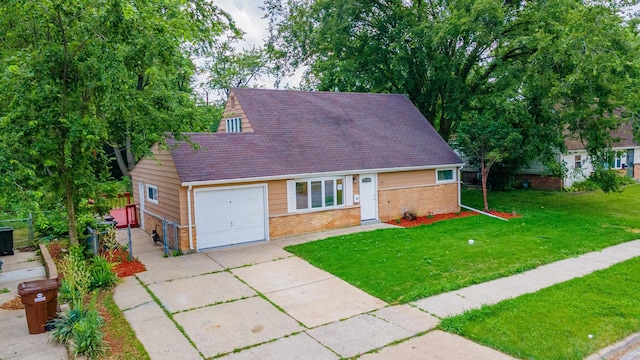 437 Winnebago St, Park Forest, IL 60466 - view of front of house featuring brick siding, a garage, a front lawn, driveway, and roof with shingles